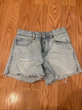 Garage Light Blue Distressed Jean Shorts